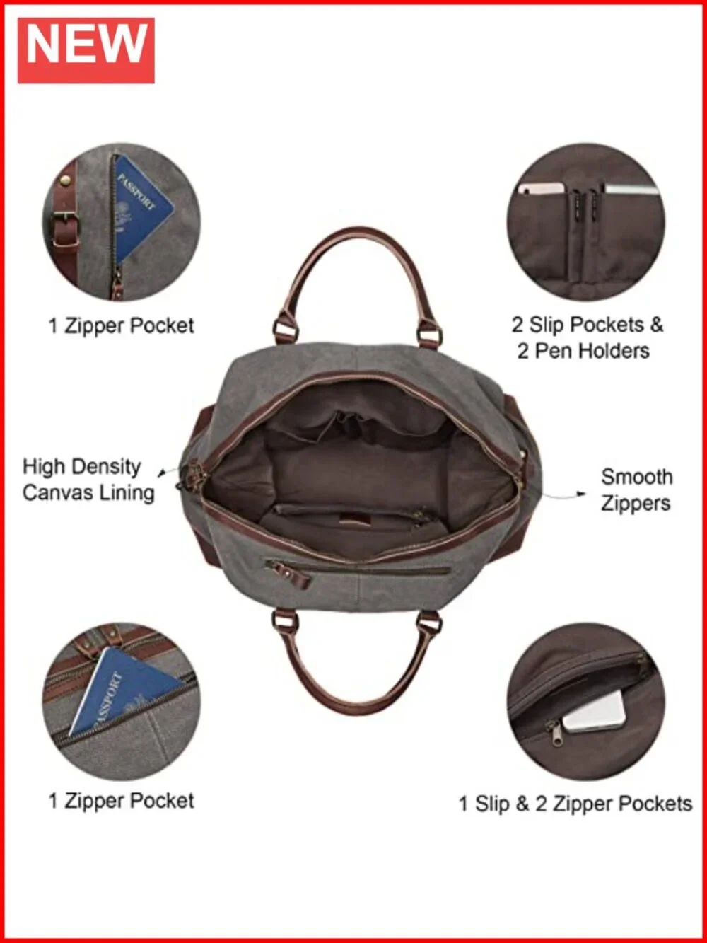 Canvas Duffel Bag Travel Weekender Carry On